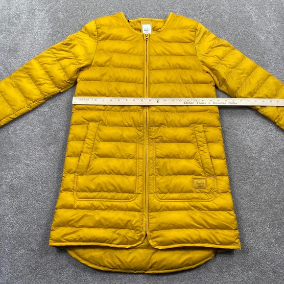Herschel Supply Co Puffer Jacket Yellow Quilted LS Collarless Women's S - Picture 10 of 11